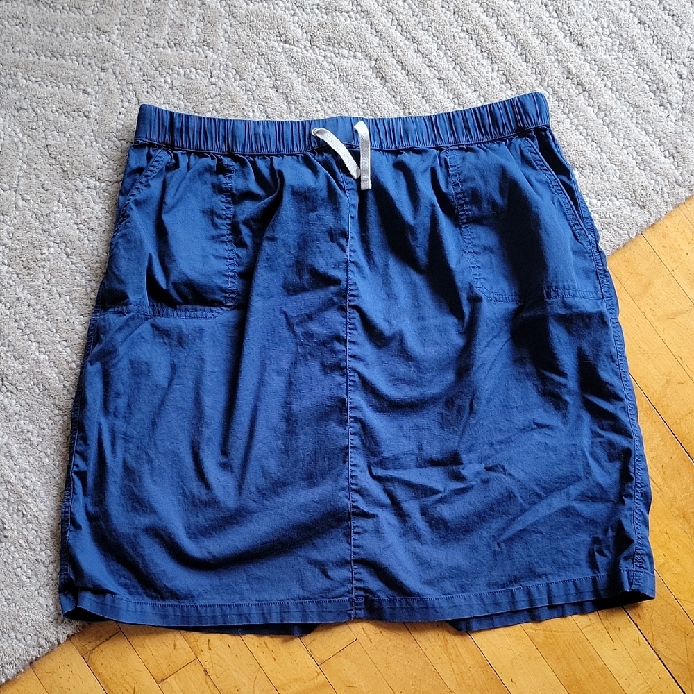 Pact Blue Skirt Lightweight Pull On Drawstring Stretch Waist 3XL